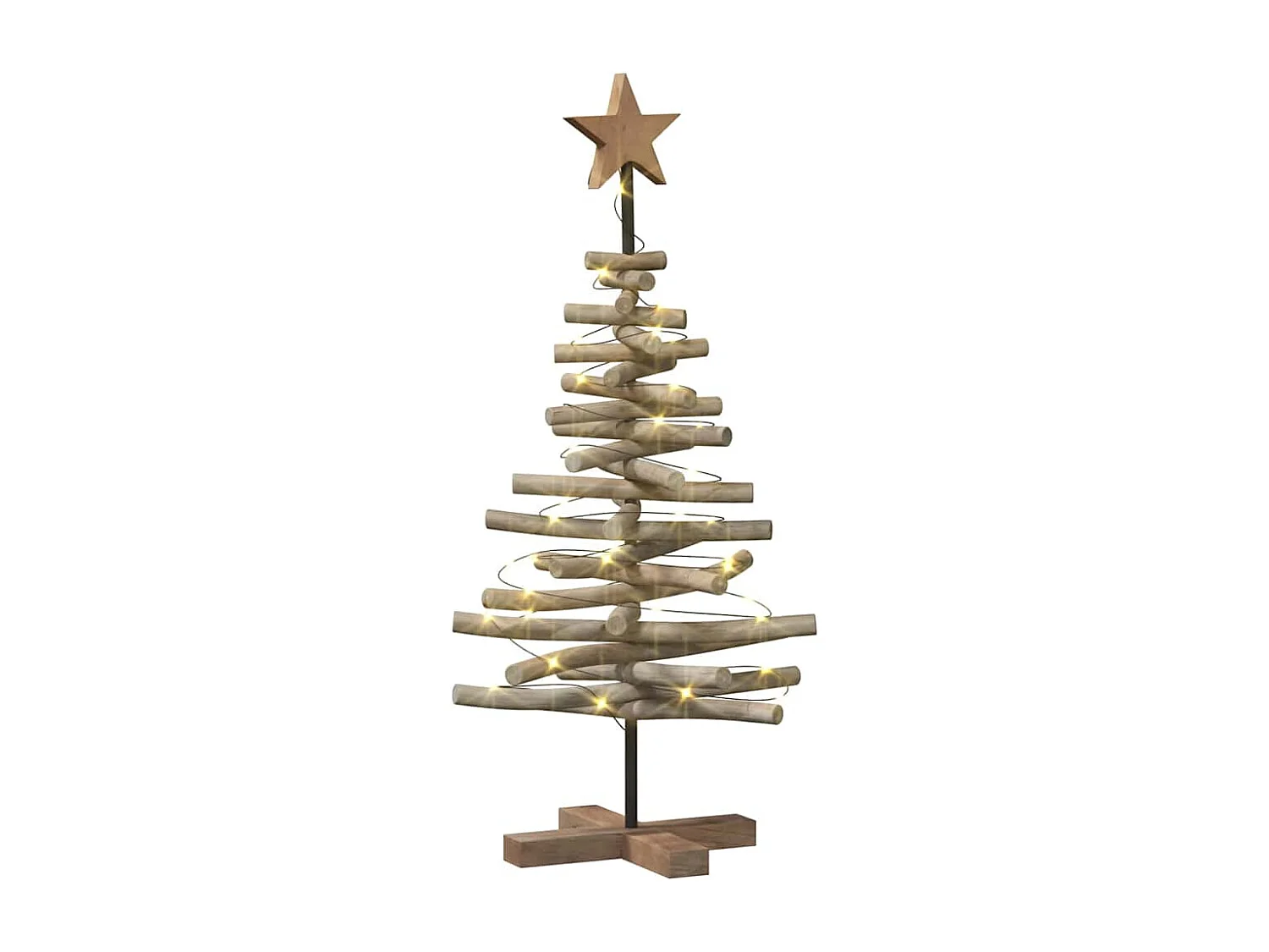 Sapin de Noël avec support Marron 90 cm Bois de teck solide