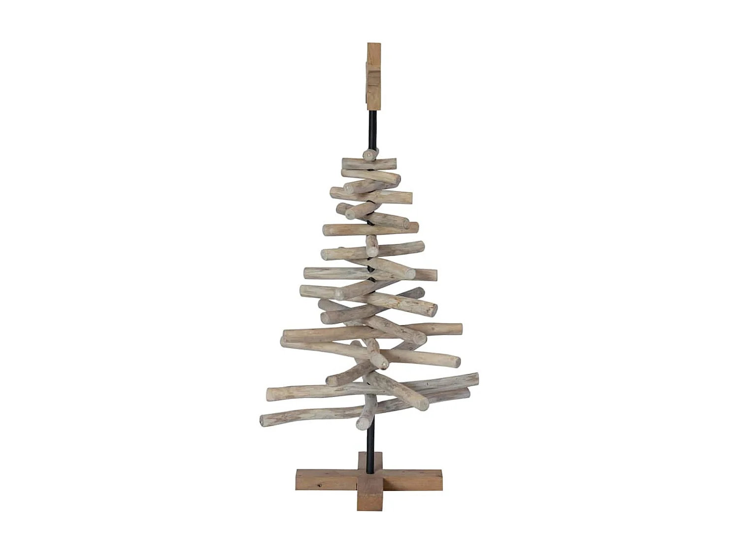 Sapin de Noël avec support Marron 90 cm Bois de teck solide