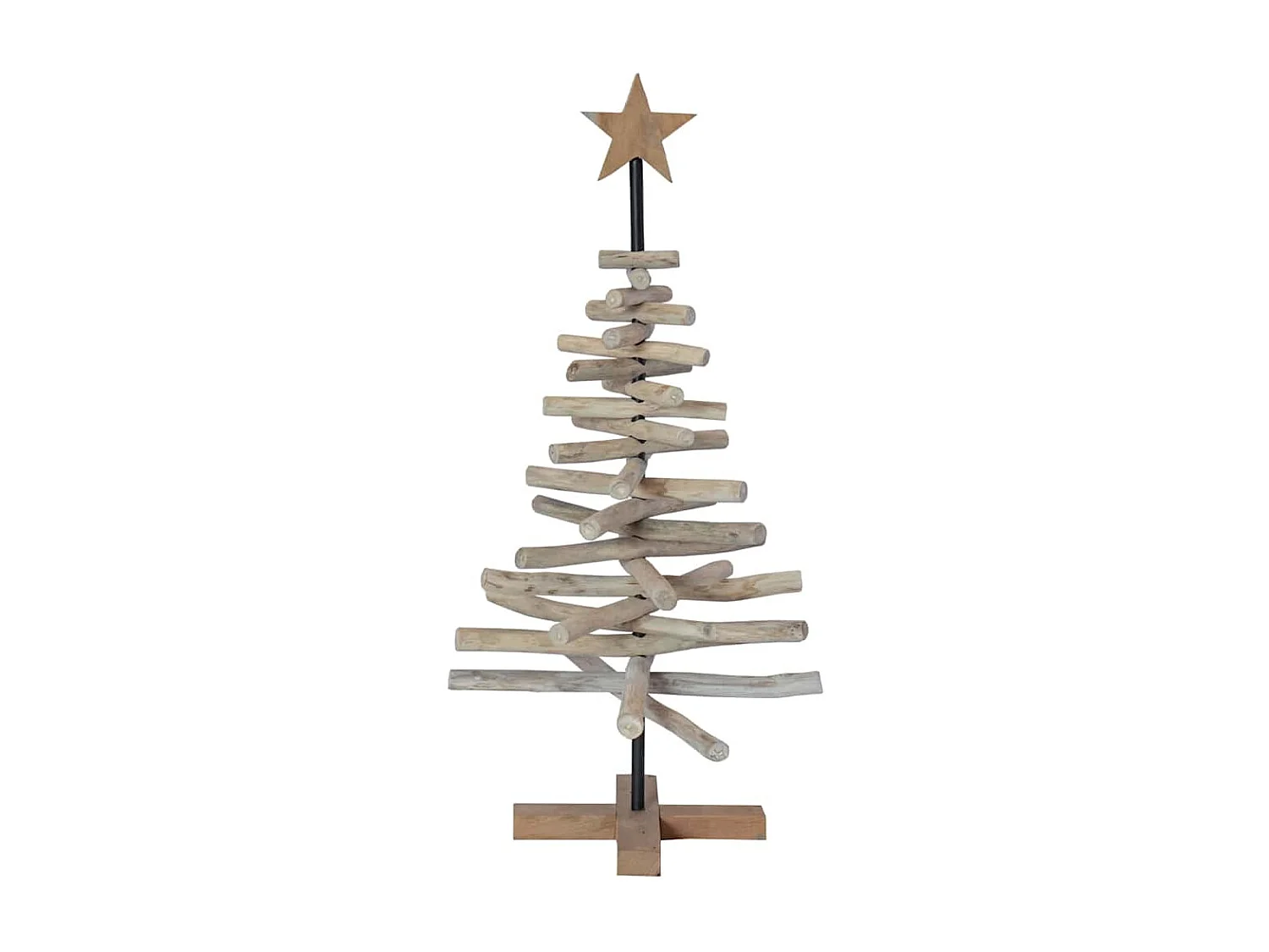 Sapin de Noël avec support Marron 90 cm Bois de teck solide