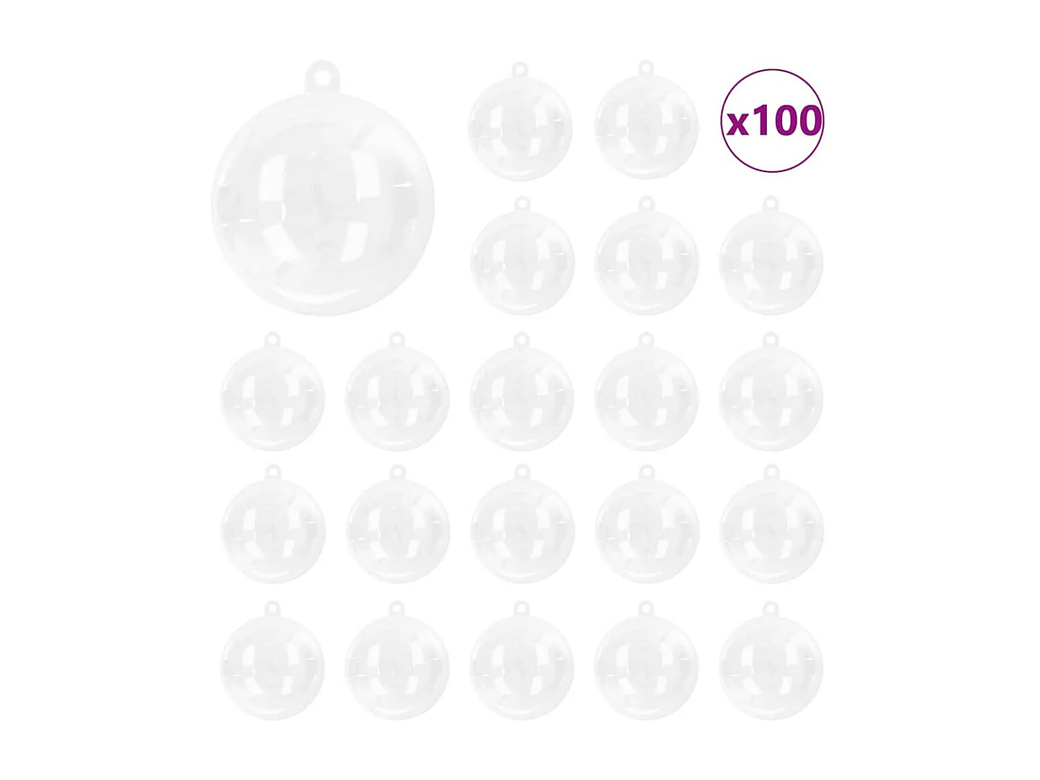 Ensemble de Boules de Noël 100 pcs Transparent Ø 10 cm