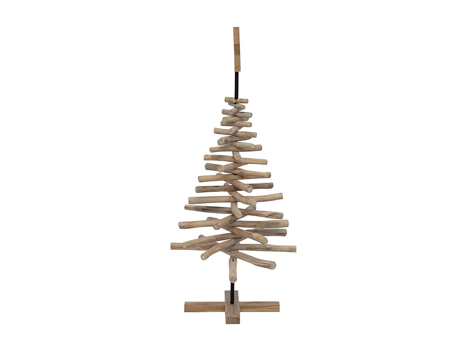 Sapin de Noël avec support Marron 120 cm Bois de teck solide