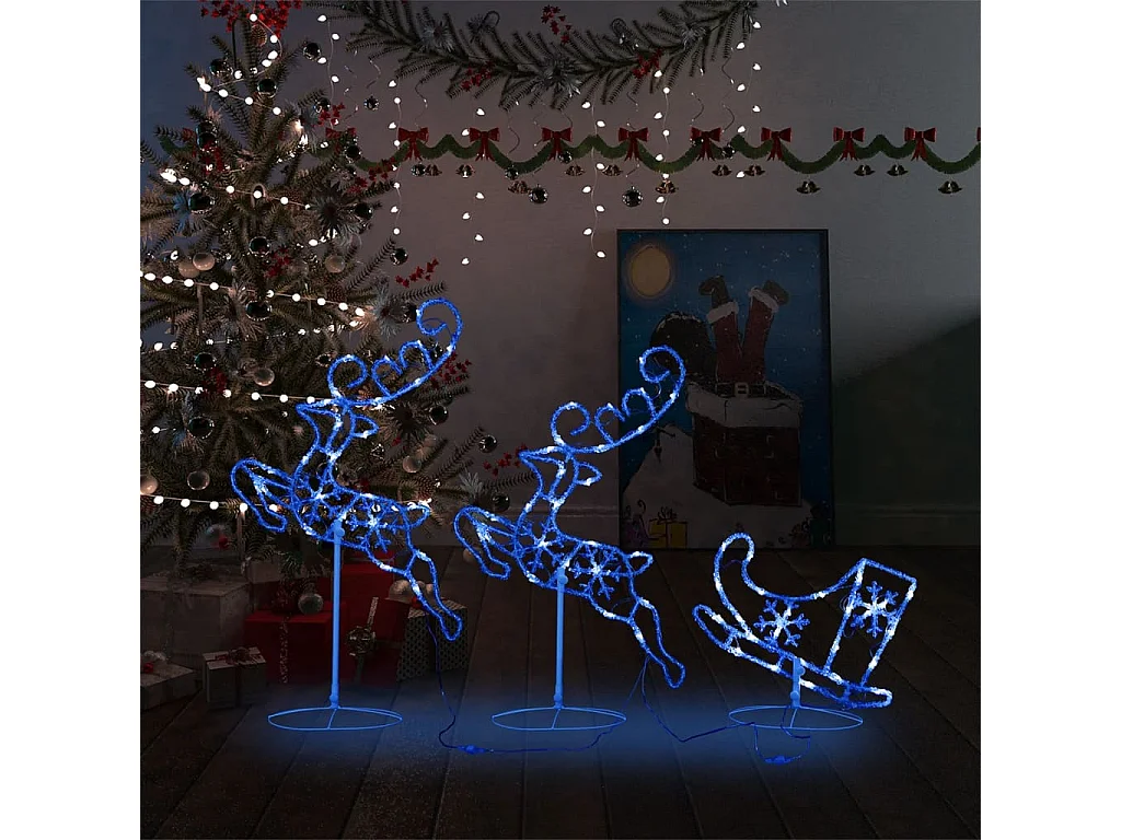 Renne/traîneaux Noël volant Acrylique 260x21x87 cm Bleu