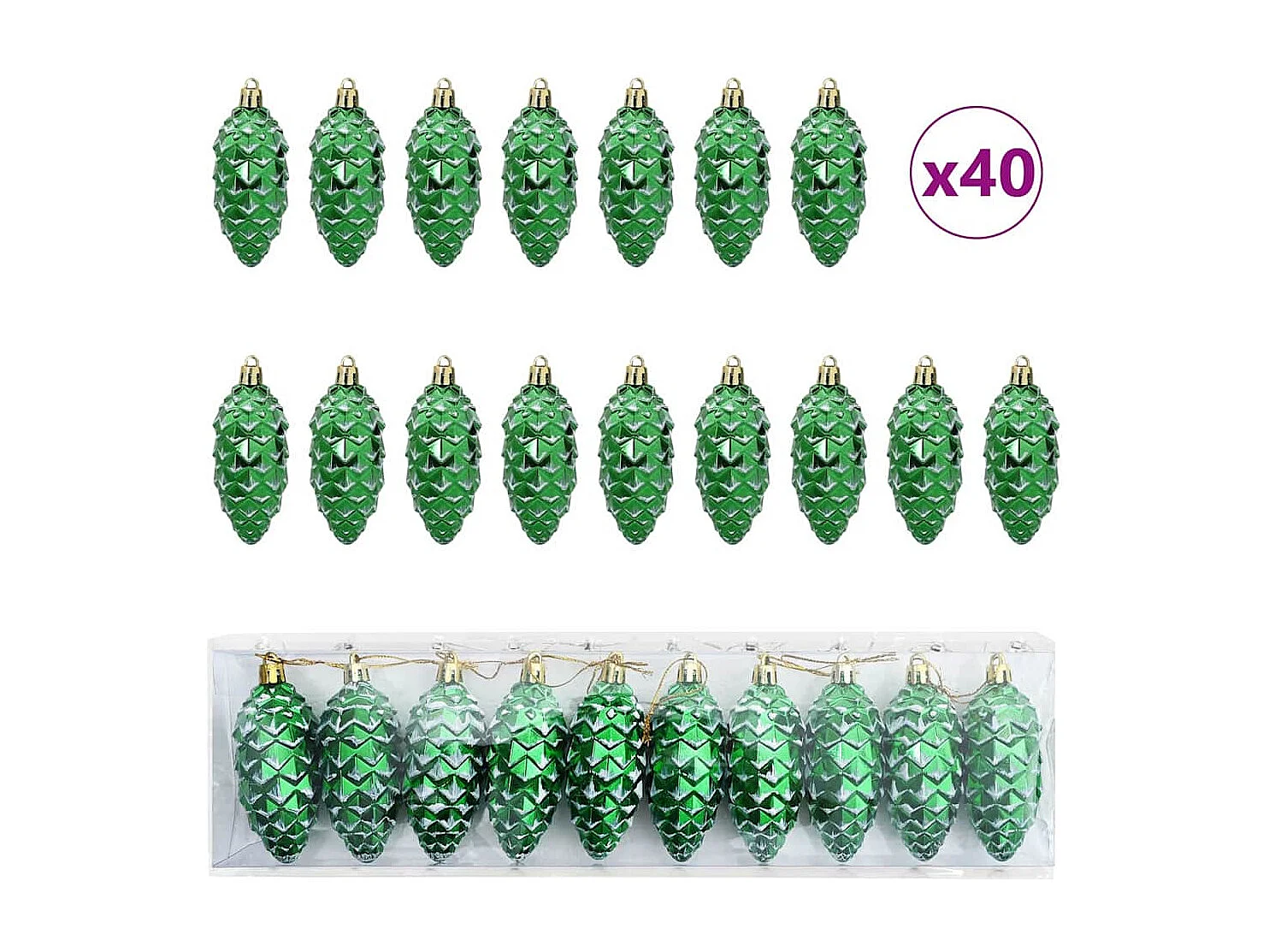 Boule de Pomme de Pin de Noël 40 pcs Vert