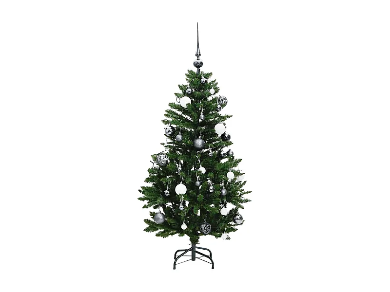 Sapin de Noël artificiel articulé 150 LED et boules 120 cm