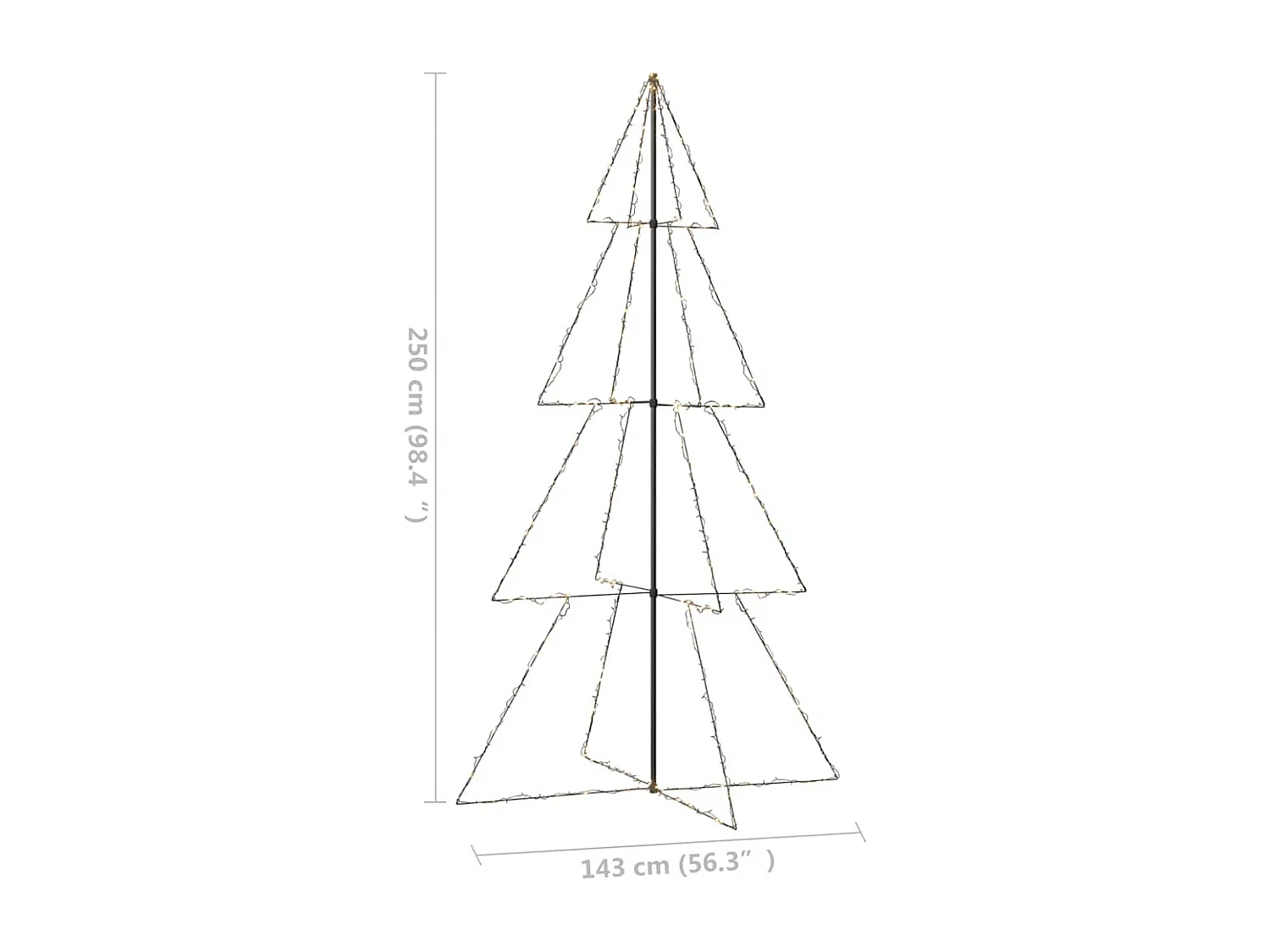 360° LED-Kegel-Weihnachtsbaum für drinnen und draußen, 143 x 250 cm