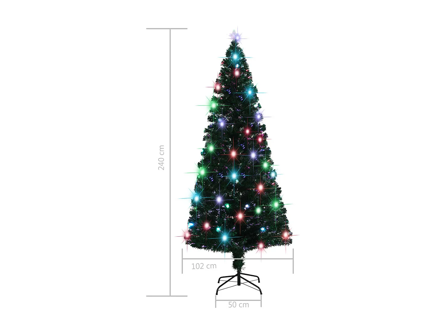 Arbre de Noël pré-éclairé avec support 210 cm fibre optique