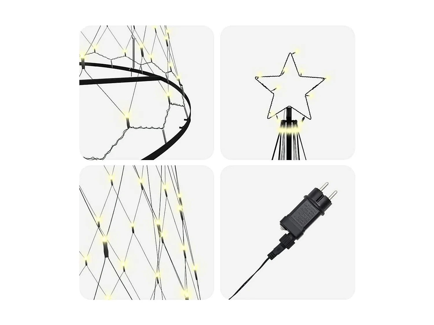 Arbre de Noël LED Blanc chaud 160 x 160 x 500 cm Métal