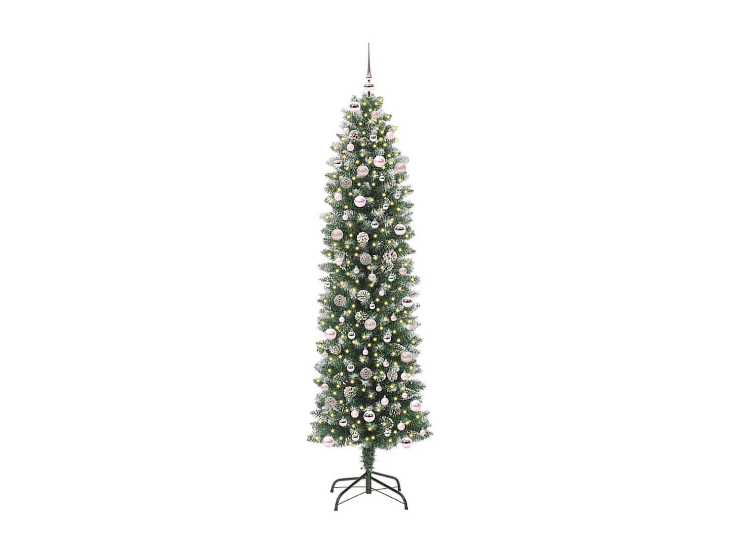 Schlanker künstlicher Weihnachtsbaum mit 300 LEDs Grün und Weiß 240 cm