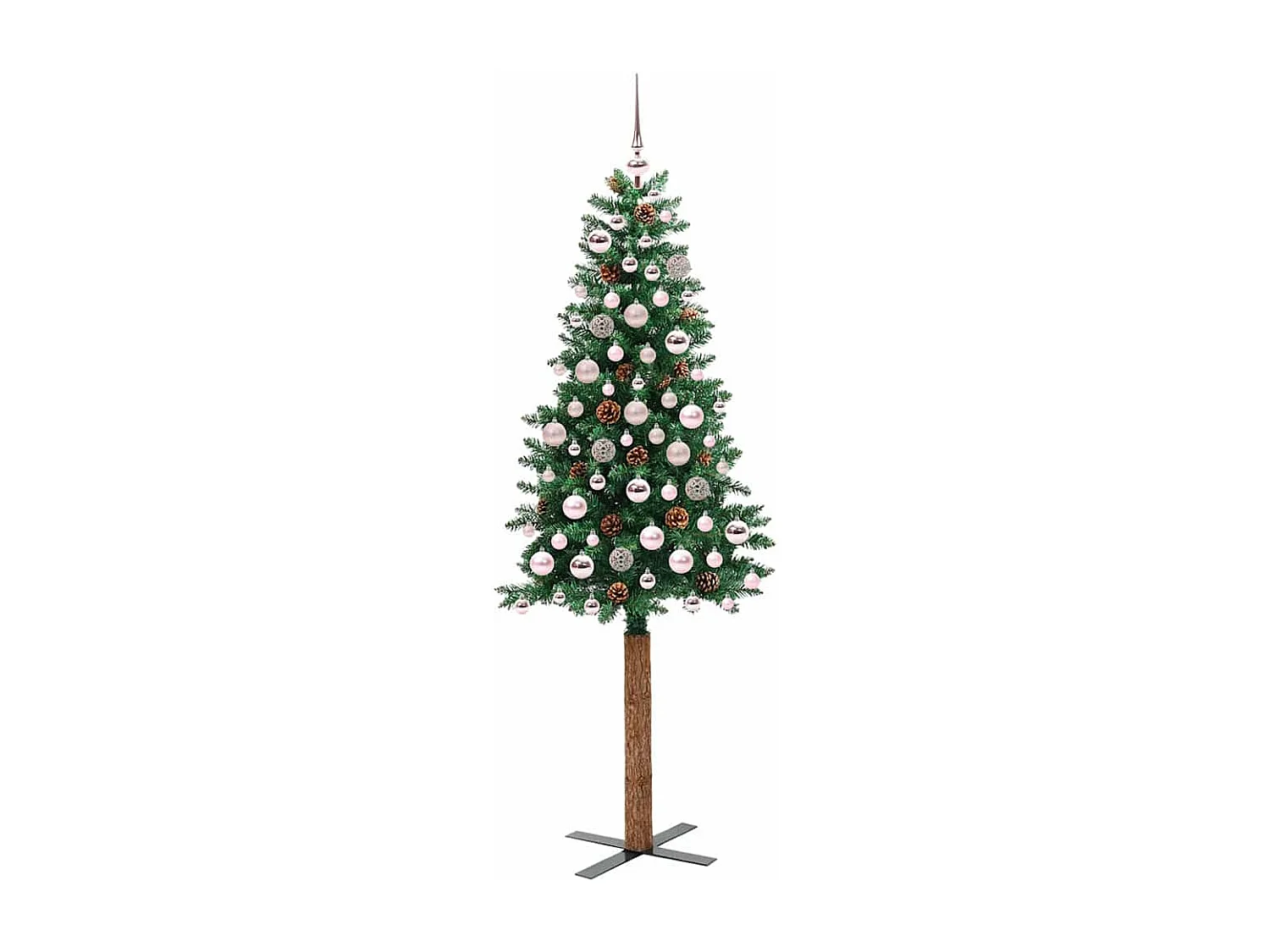 Sapin de Noël mince Vert 180 cm PVC et bois de pin massif