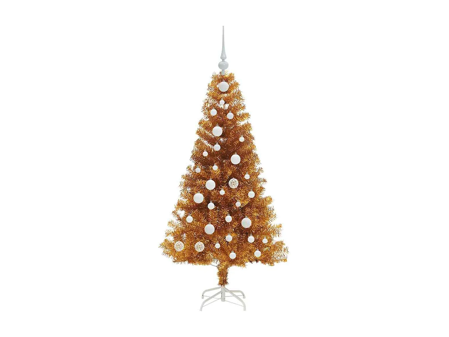 Sapin de Noël avec 150 LED avec support Doré 120 cm PET