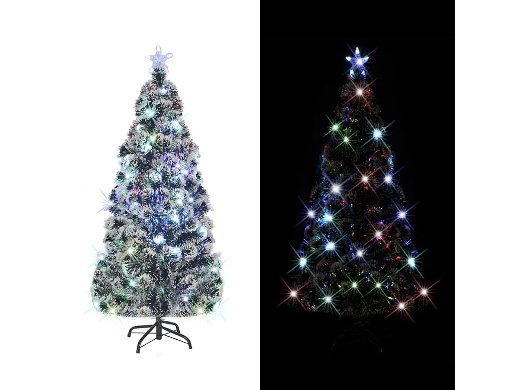 Voorverlichte kerstboom met 180 cm glasvezelstandaard