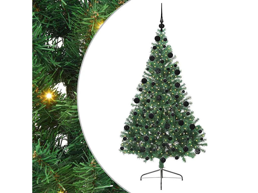 Voorverlichte kunstkerstboom groen 210cm PVC