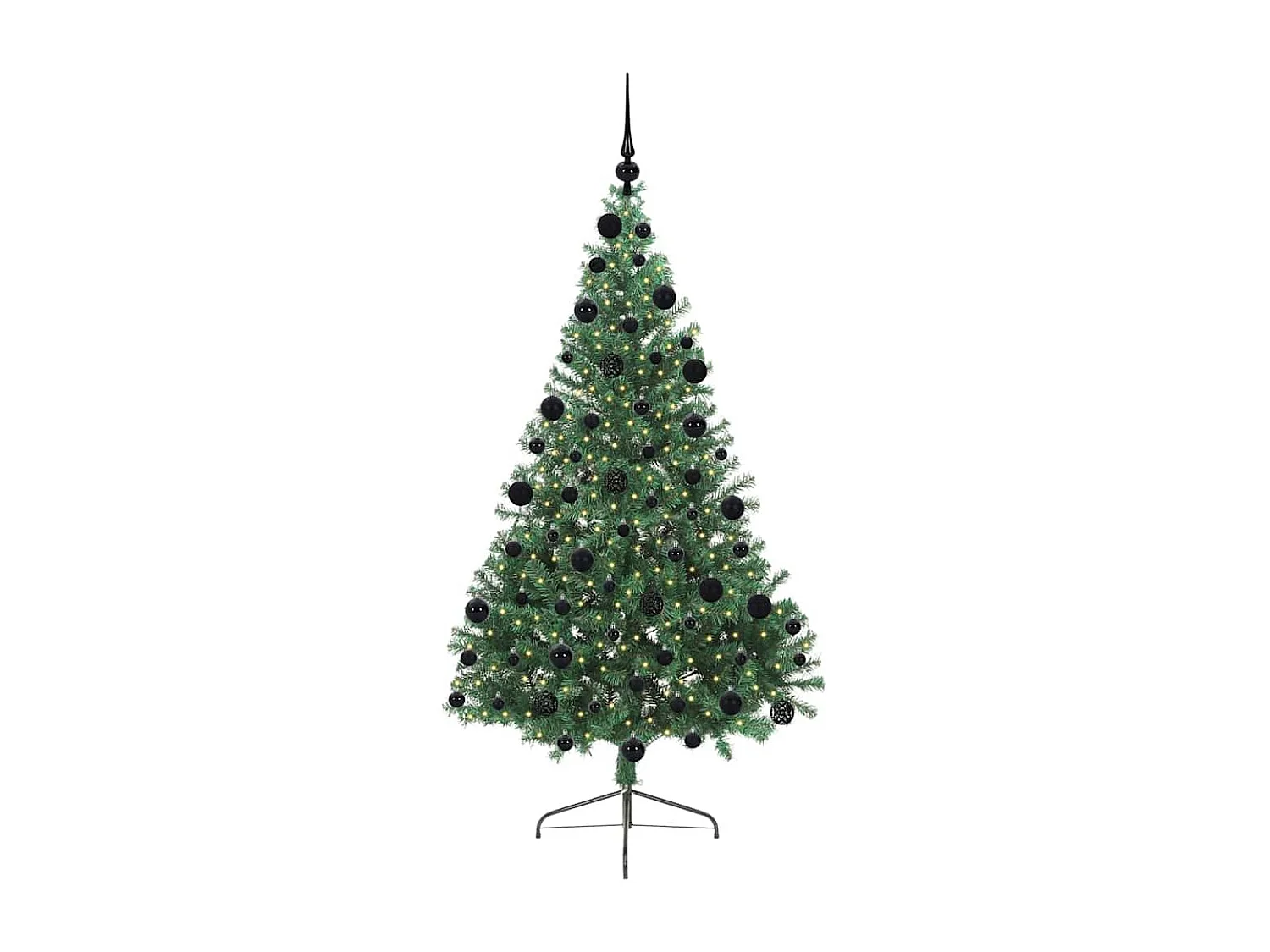 Voorverlichte kunstkerstboom groen 210cm PVC