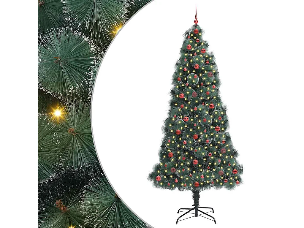 Sapin de Noël artificiel pré-éclairé avec ensemble de boules