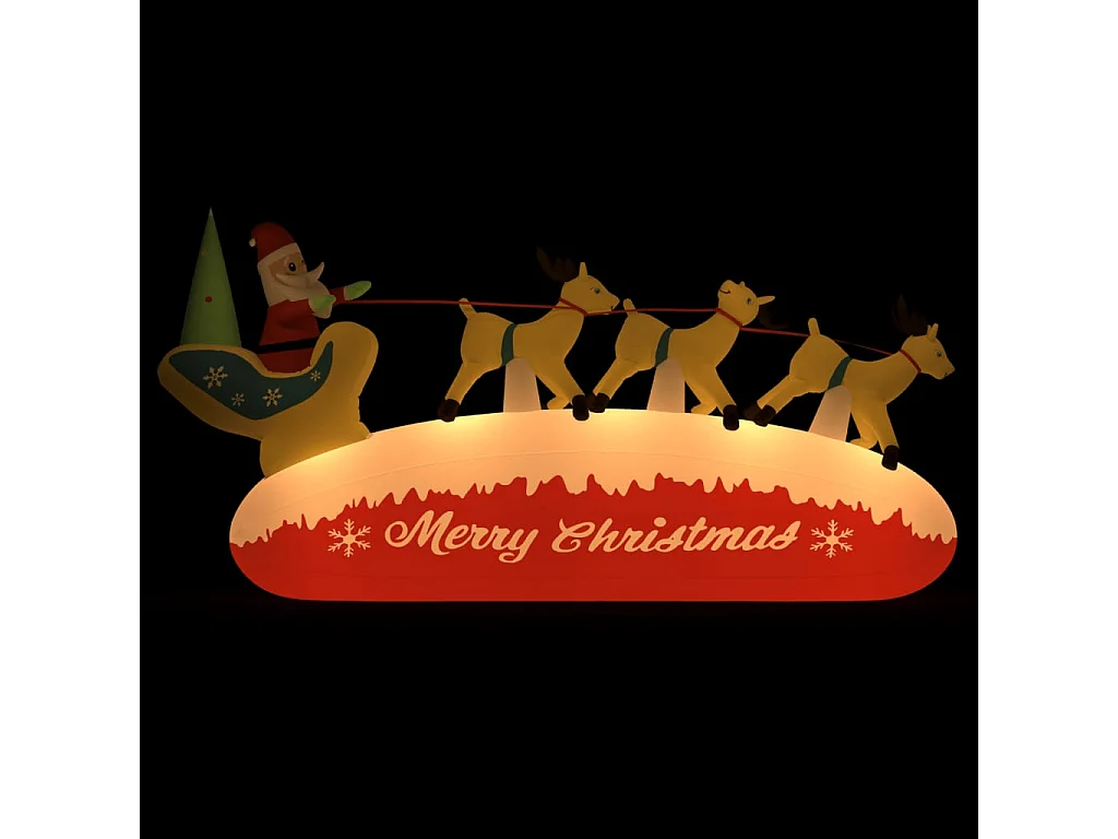 Decorazione LED gonfiabile Babbo Natale e renne 145 cm
