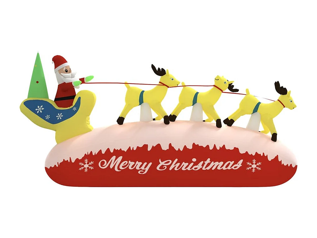 Decorazione LED gonfiabile Babbo Natale e renne 145 cm