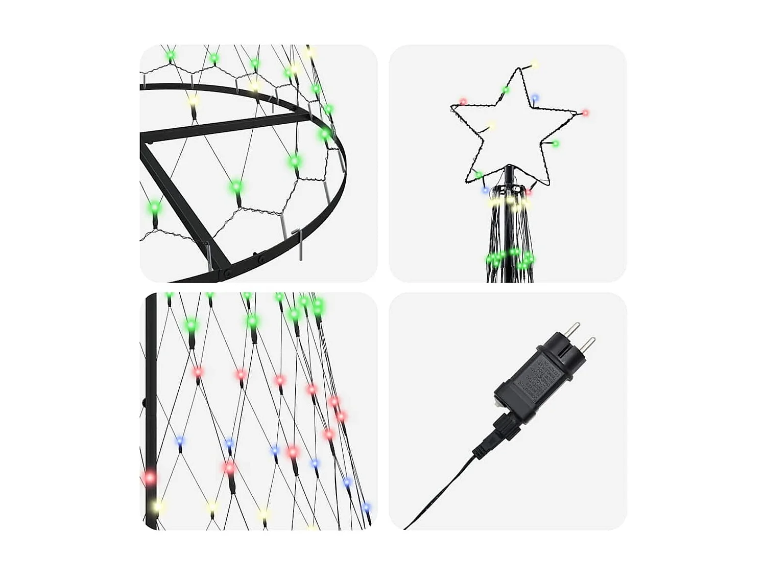 Arbre de Noël LED Multicolore 100 x 100 x 250 cm Métal