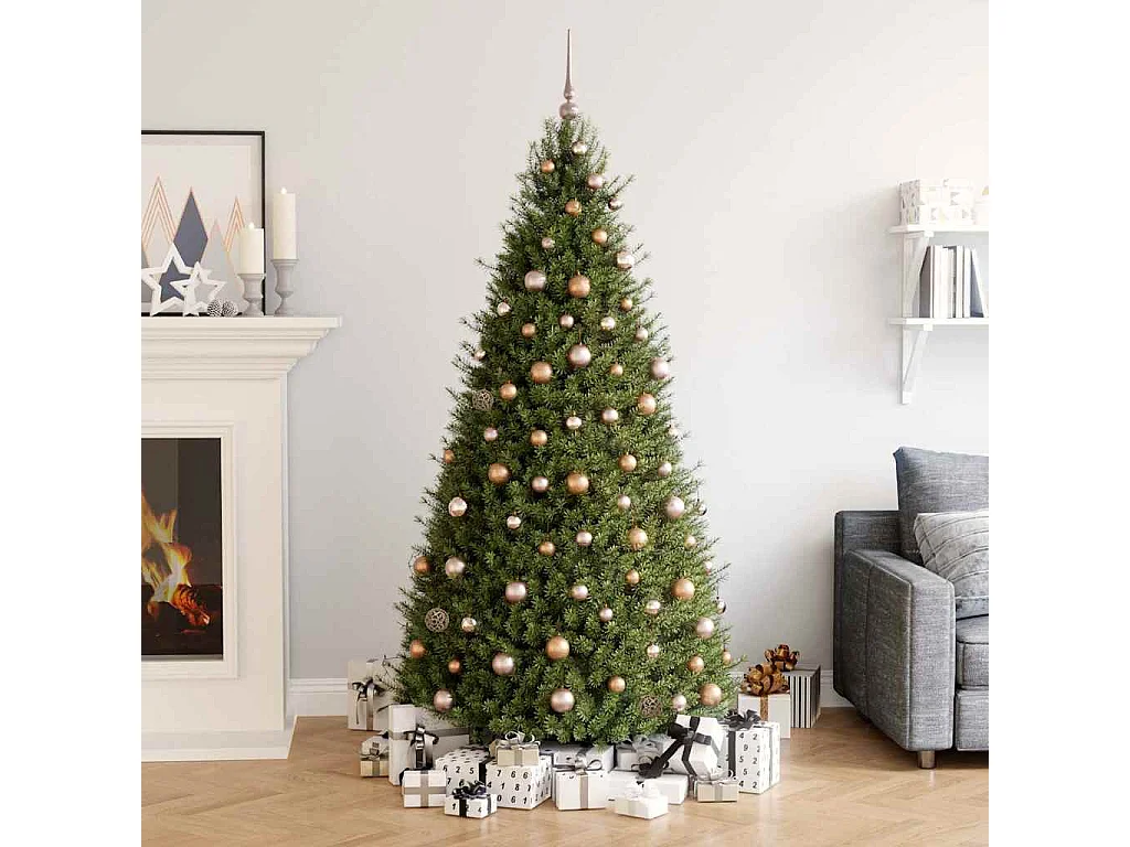 Set de boules de Noël avec pic et 150 LED 61 pcs Doré rose