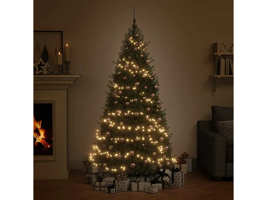 Set de boules de Noël avec pic et 150 LED 61 pcs Doré rose