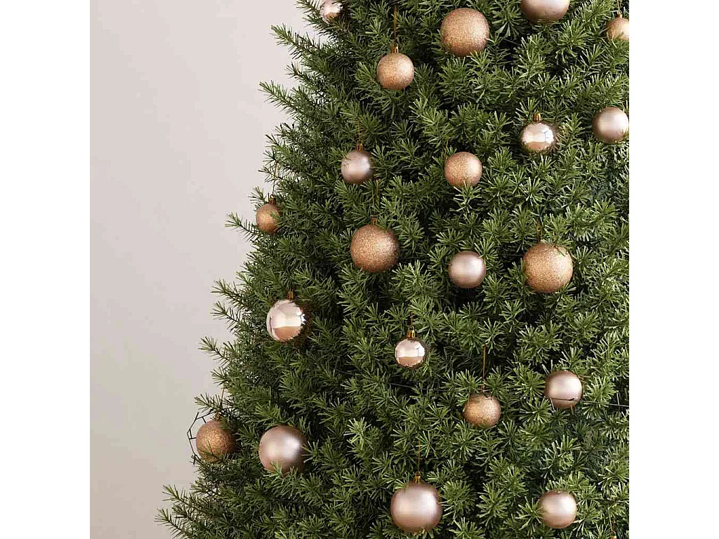 Set de boules de Noël avec pic et 150 LED 61 pcs Doré rose