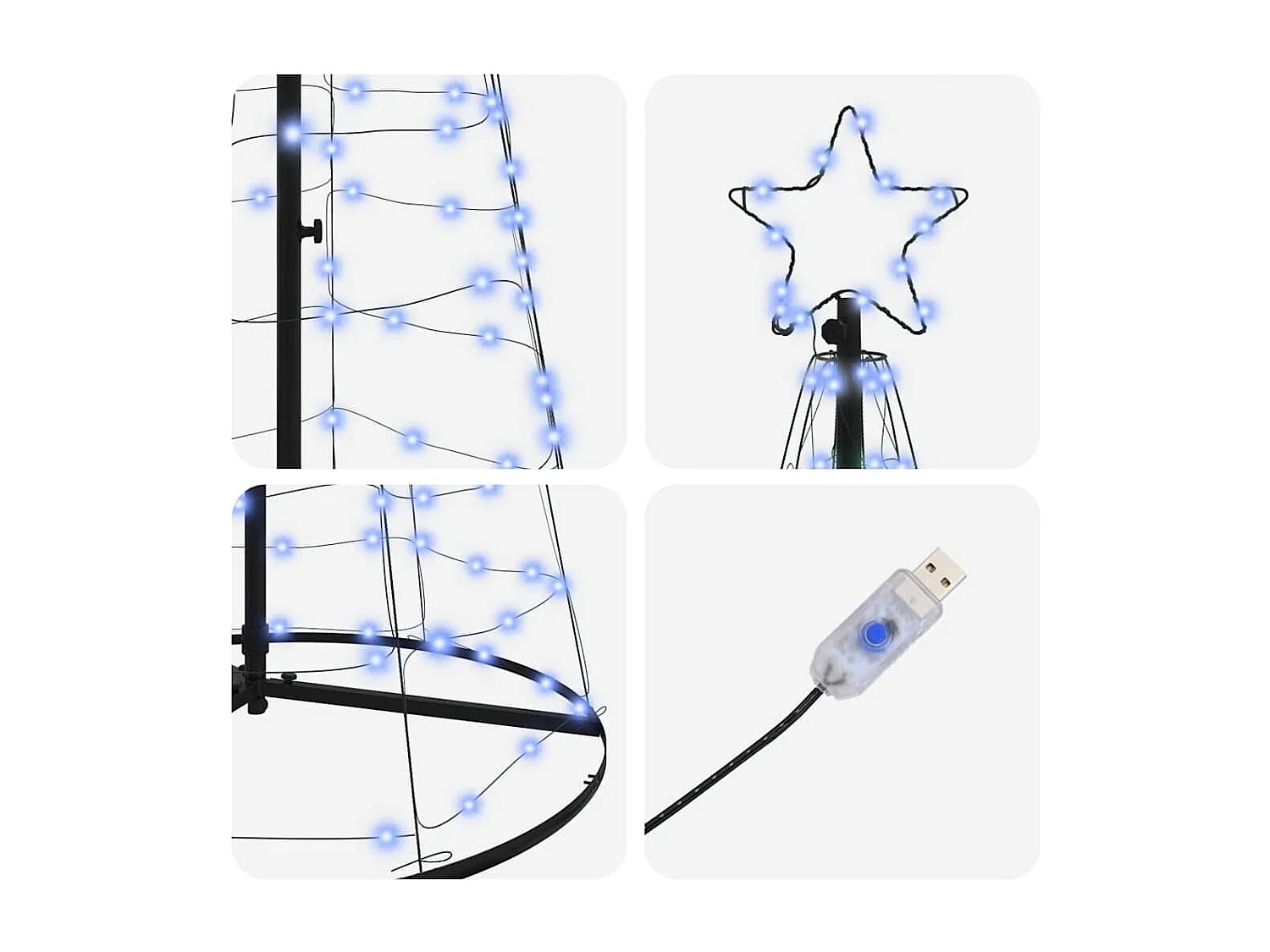 Arbre de Noël LED avec 390 LED avec support Bleu 250 cm Fer