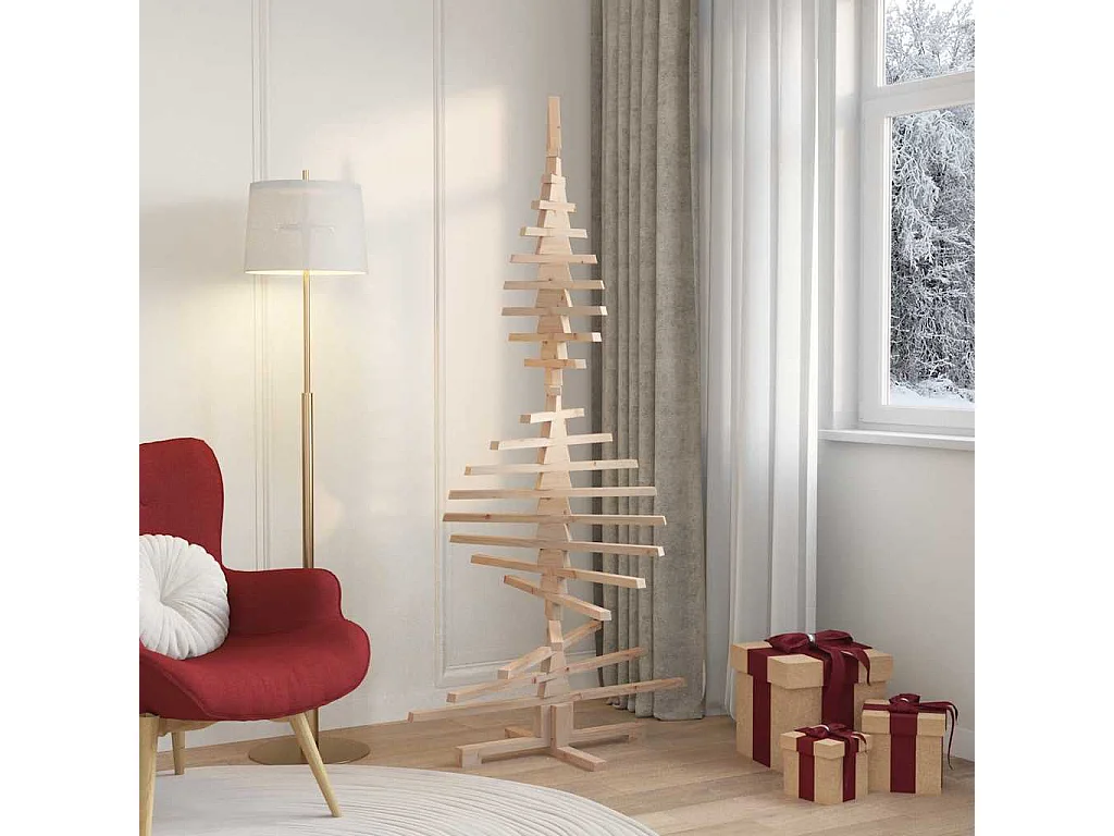 Arbre de Noël en bois pour décoration 180 cm bois massif de pin