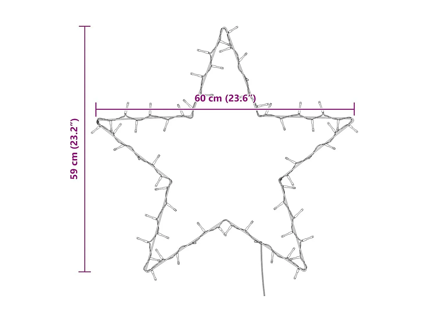 Lumières de Noël silhouette d'étoile 80 LED blanc chaud