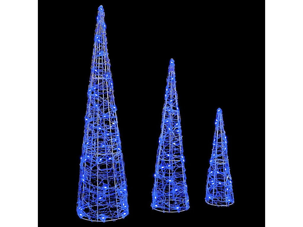 Sapin de Noël avec 90 LED 3 pcs Bleu 20 x 20 x 80 cm Acrylique