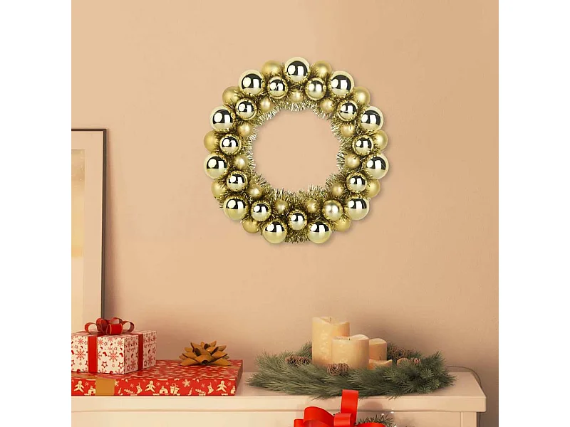 Couronnes de Boules de Noël 2 pcs Doré 33 x 33 x 7 cm