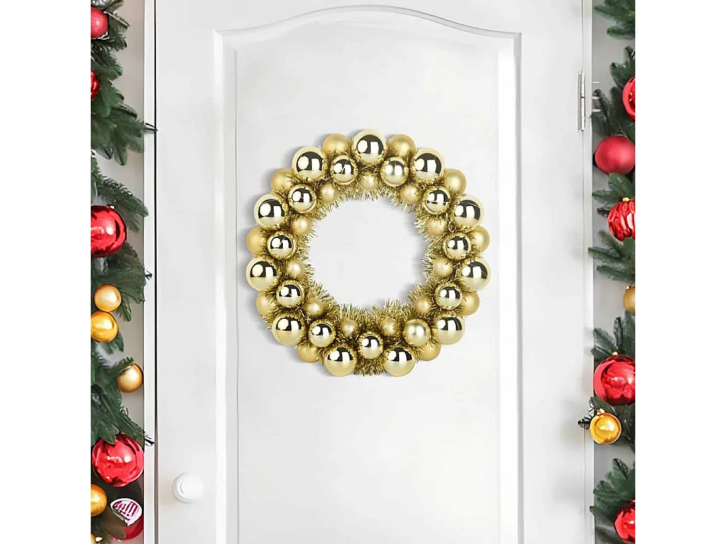 Couronnes de Boules de Noël 2 pcs Doré 33 x 33 x 7 cm