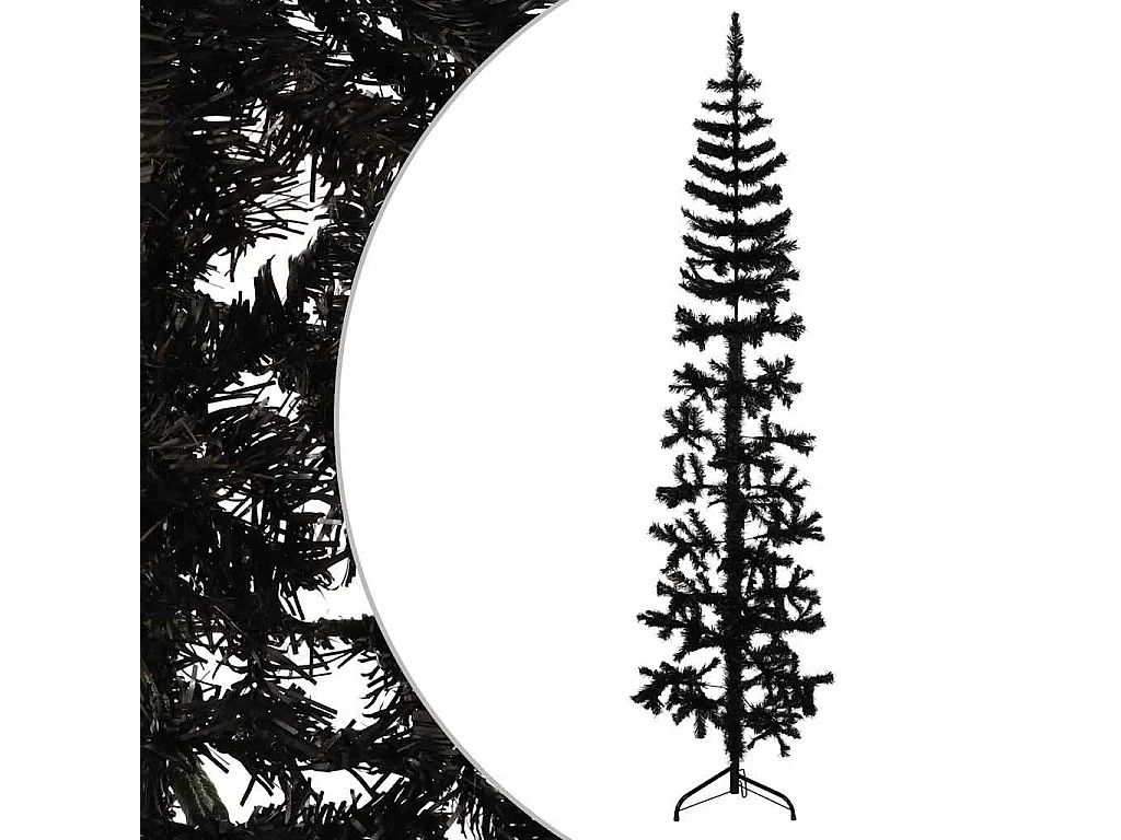 Albero di Natale artificiale mezzo sottile con supporto nero 180 cm