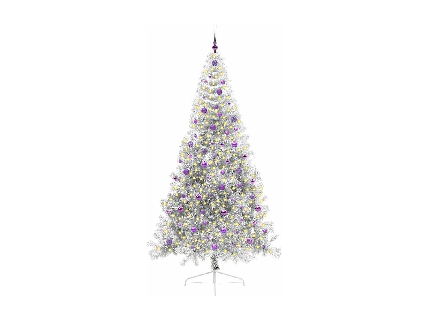 Beleuchteter künstlicher Weihnachtsbaum Silber 240cm PET