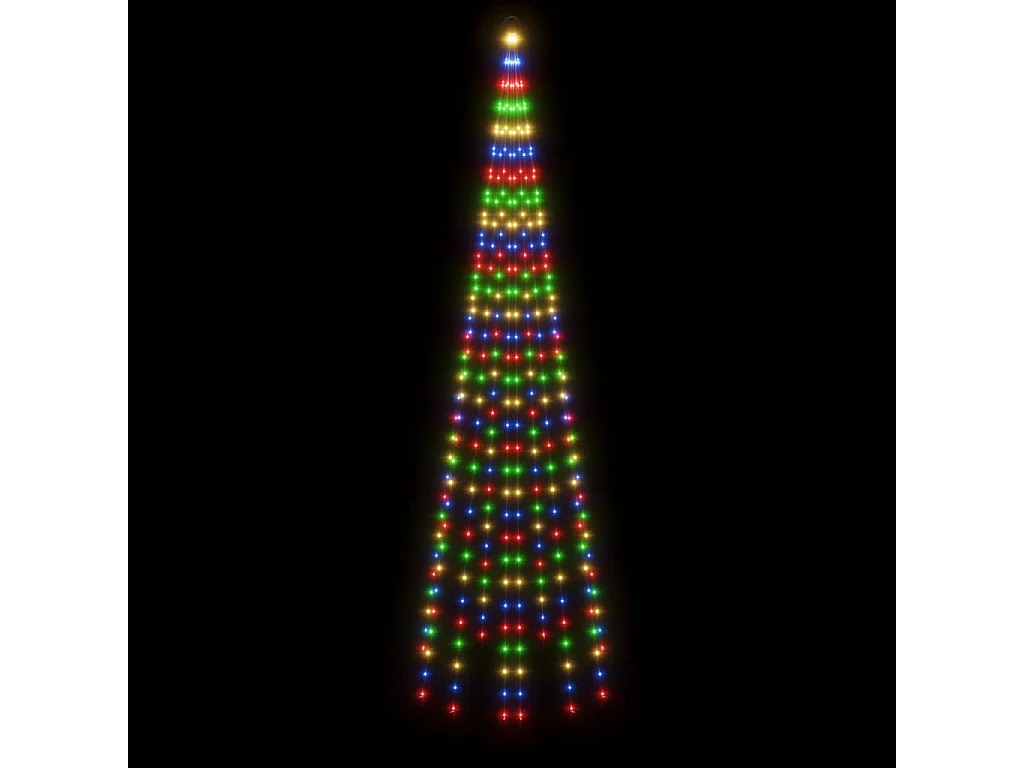 Sapin de Noël sur mât de drapeau 310 LED Colorées 300 cm