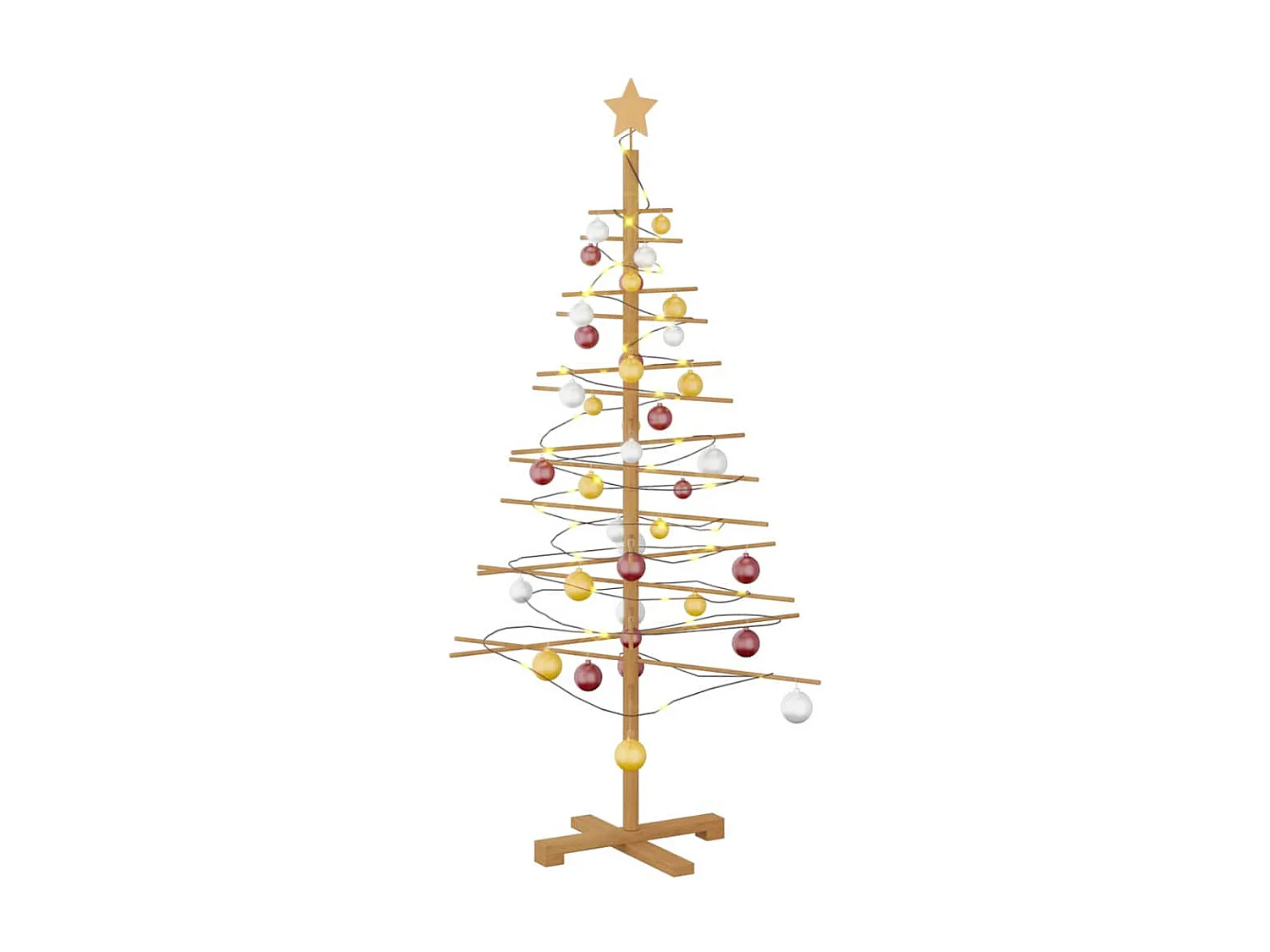 Houten kerstboom met standaard Bruin 150 cm Bamboe