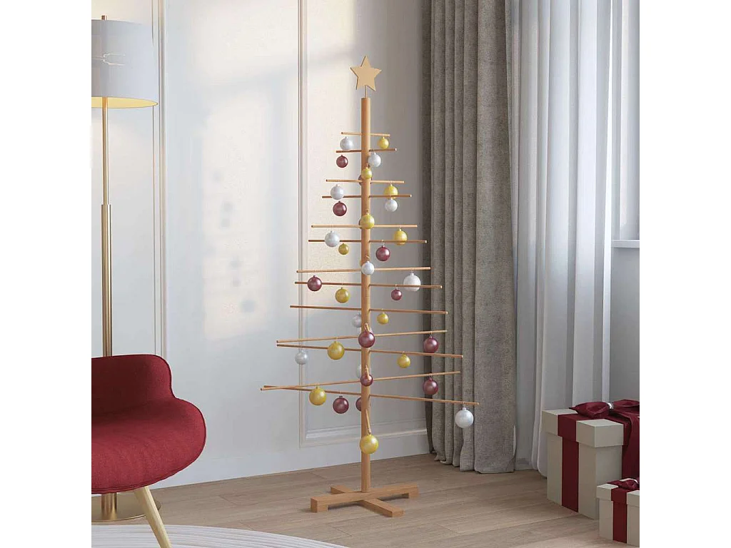 Houten kerstboom met standaard Bruin 150 cm Bamboe