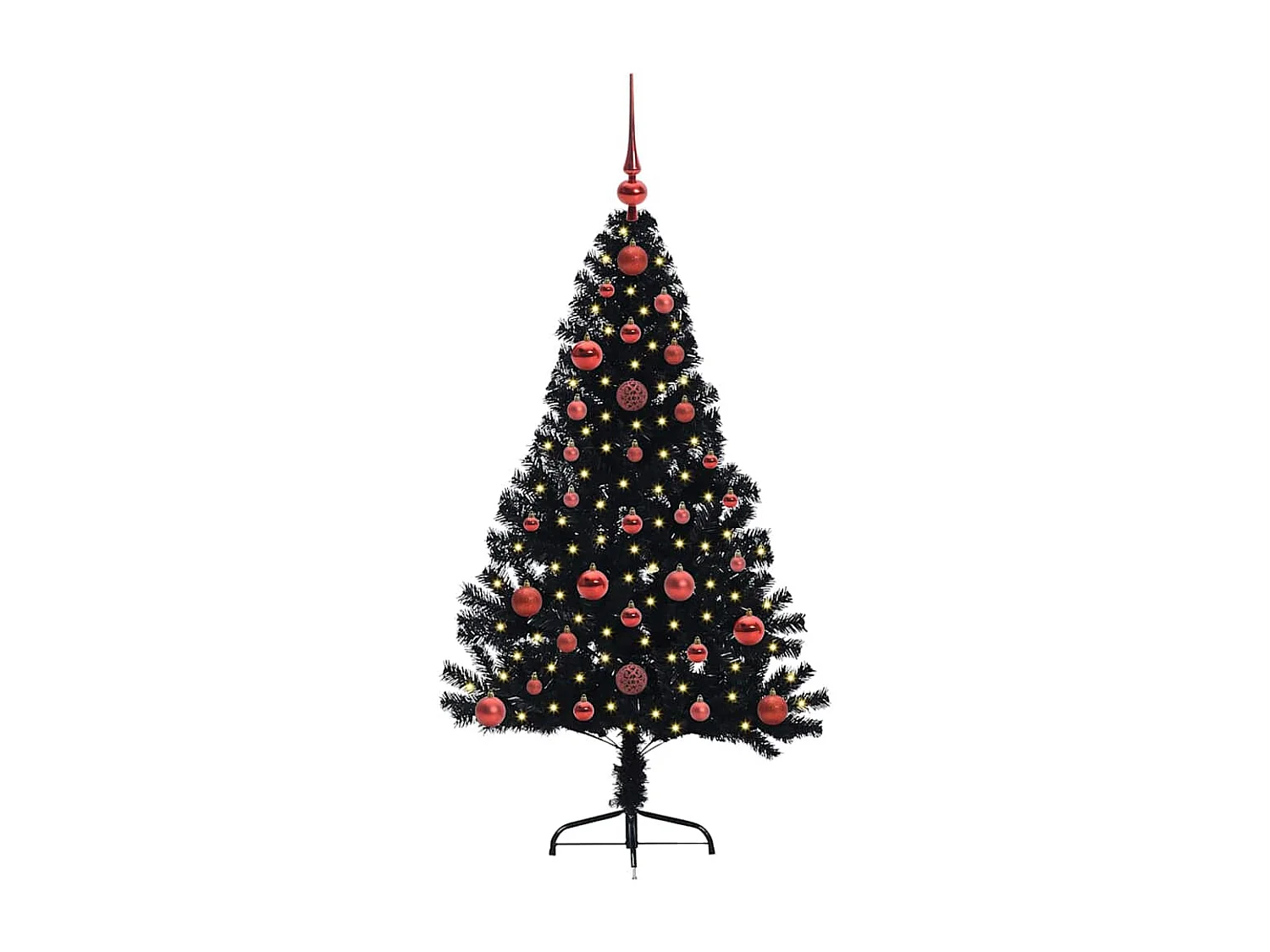 Sapin de Noël artificiel pré-éclairé Noir 120 cm PVC