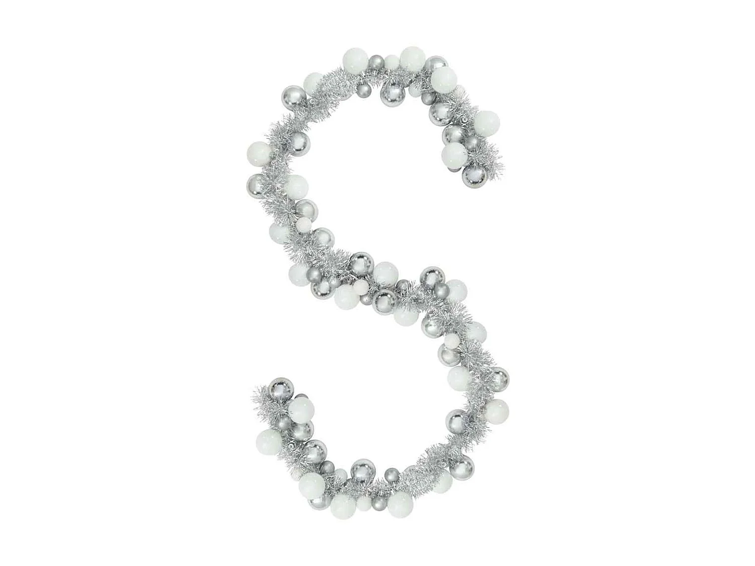 Guirlande de Boules de Noël Blanc et Argent 186 cm Polystyrène
