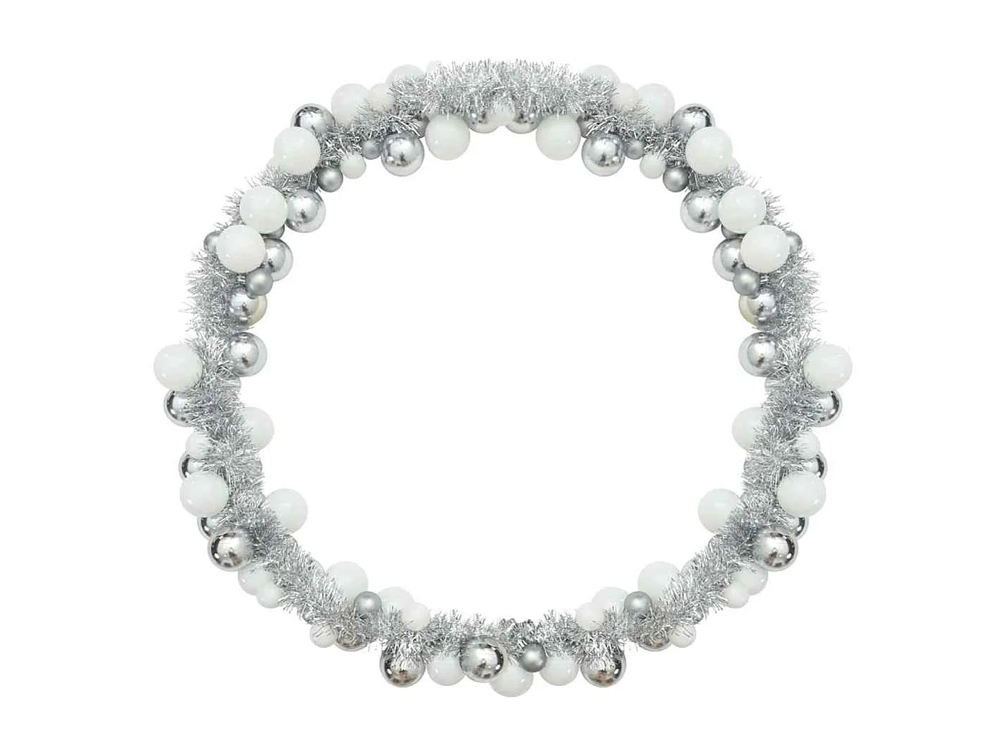 Guirlande de Boules de Noël Blanc et Argent 186 cm Polystyrène