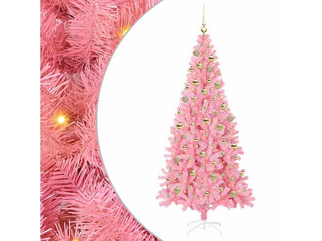 Sapin de Noël avec 300 LED avec support Rose 180 cm PVC