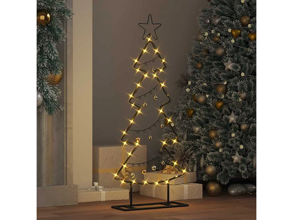 Albero di Natale in metallo con supporto Nero 90 cm Acciaio