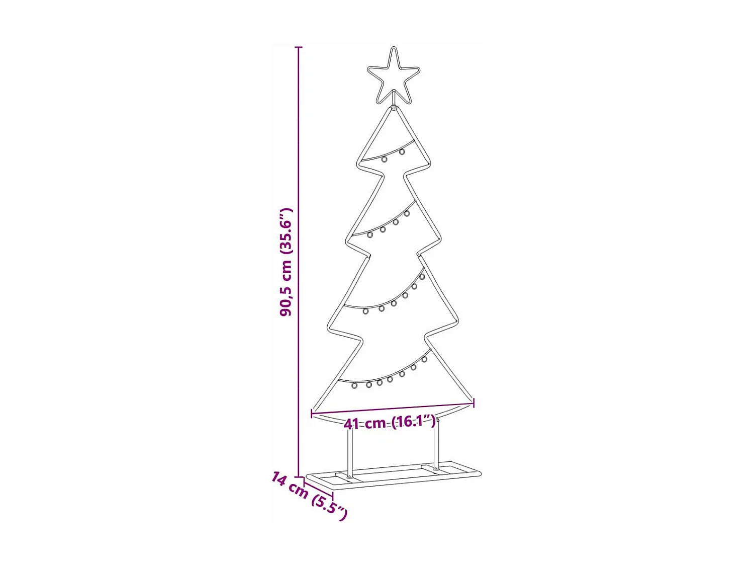 Albero di Natale in metallo con supporto Nero 90 cm Acciaio