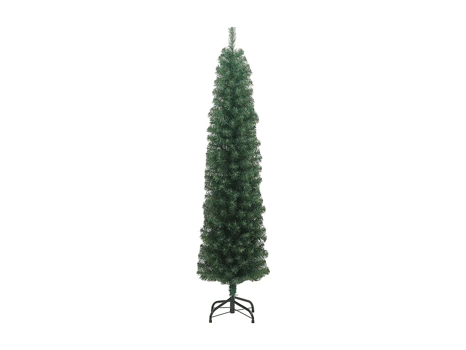 Albero di Natale artificiale sottile con supporto verde 210 cm PVC