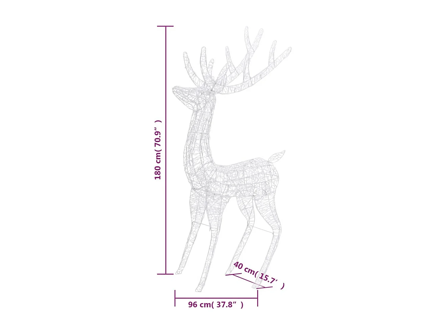Renne de Noël XXL Acrylique 250 LED 180 cm Coloré