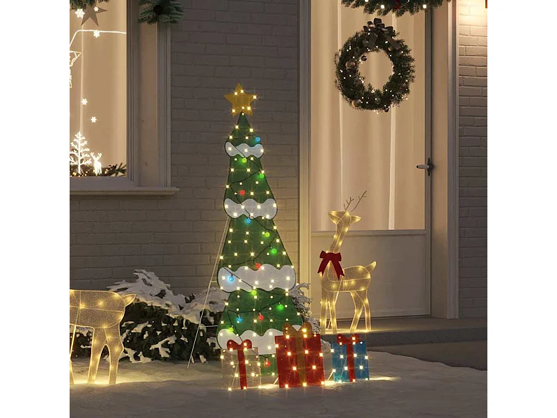 Sapin de Noël lumineux avec 3 boîtes-cadeaux 2D blanc chaud