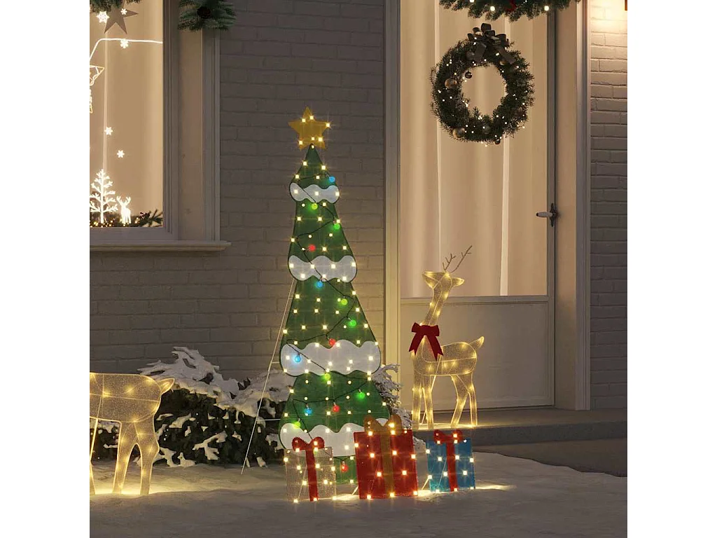 Sapin de Noël lumineux avec 3 boîtes-cadeaux 2D blanc chaud