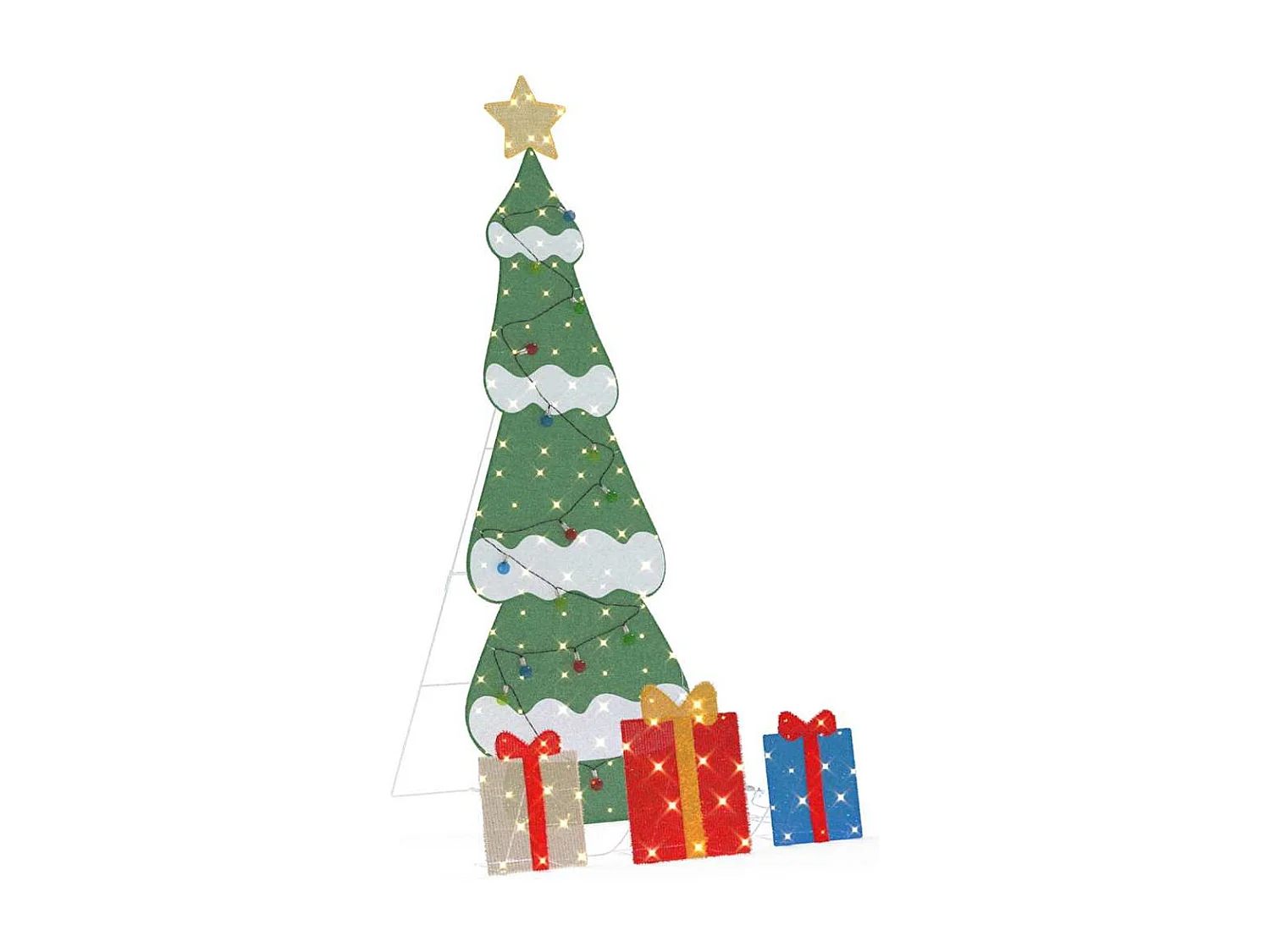 Sapin de Noël lumineux avec 3 boîtes-cadeaux 2D blanc chaud