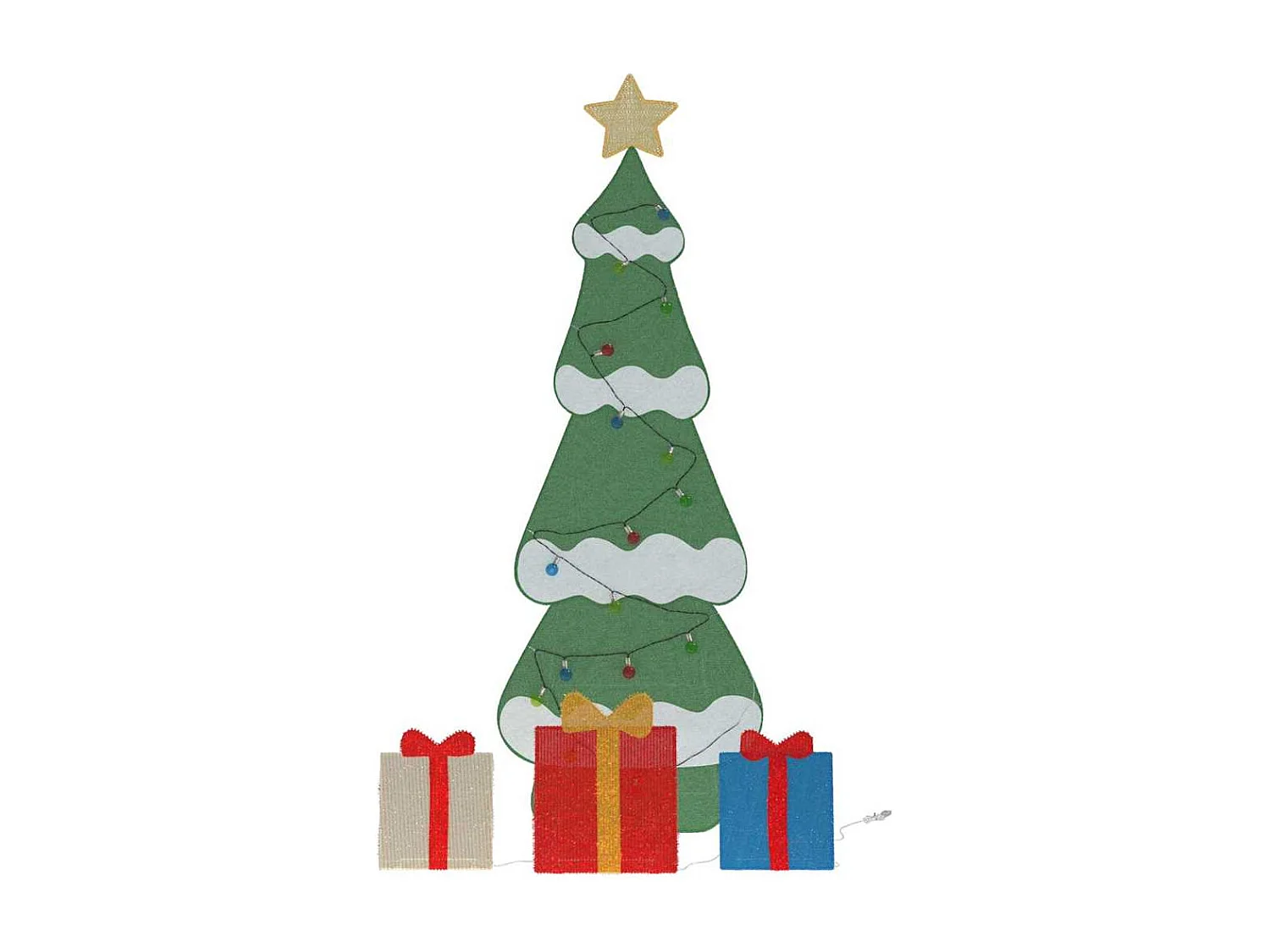 Sapin de Noël lumineux avec 3 boîtes-cadeaux 2D blanc chaud