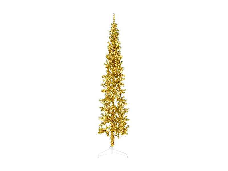 Albero di Natale artificiale mezzo sottile con supporto oro 240 cm