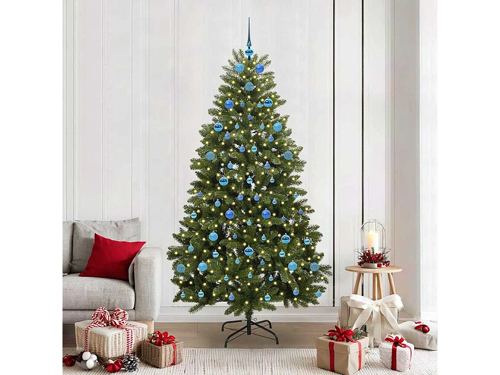 Sapin de Noël artificiel avec 300 LED Vert 210 cm PVC et métal