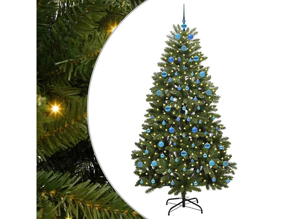 Sapin de Noël artificiel avec 300 LED Vert 210 cm PVC et métal